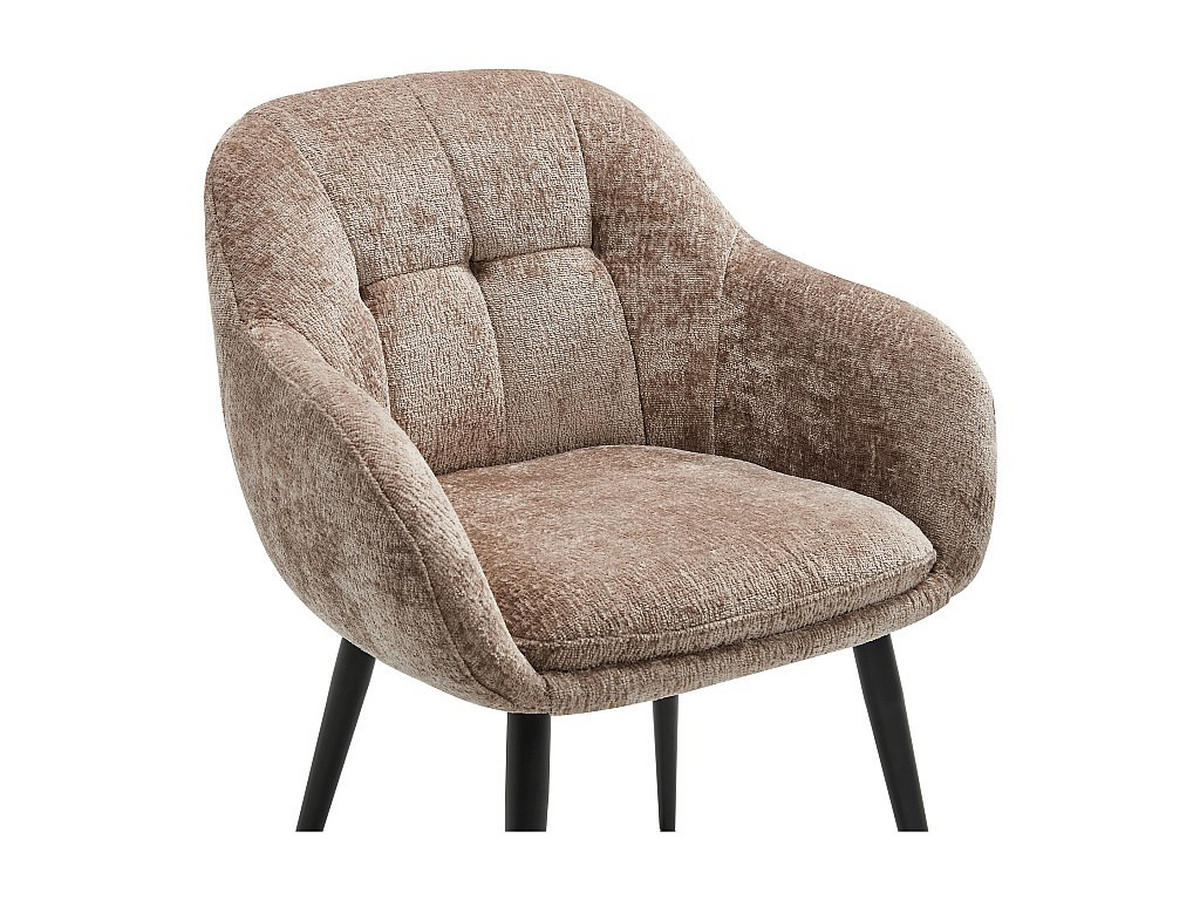 2‑ER Set Stühle mit Armlehnen - Textilstoff & Metall - Taupe - LASSANDRA - Braun, Textil (59/81/59cm) - Vente-Unique