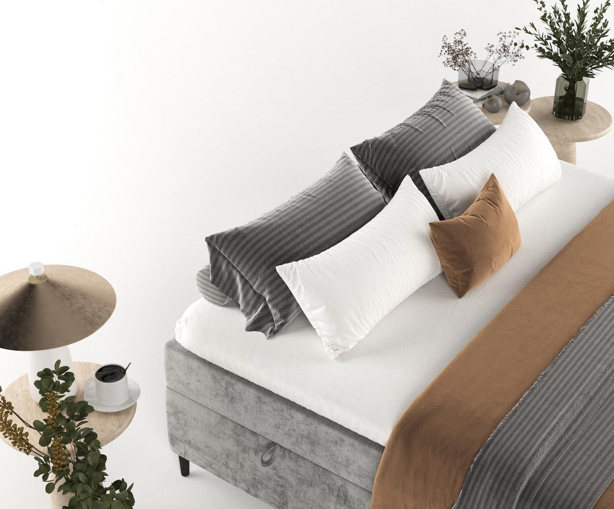 BOXBETT Theo 120/200 cm Grau im Lotta Stoff - Schwarz/Grau, Holz/Holzwerkstoff (120/200cm) - AltaBeds