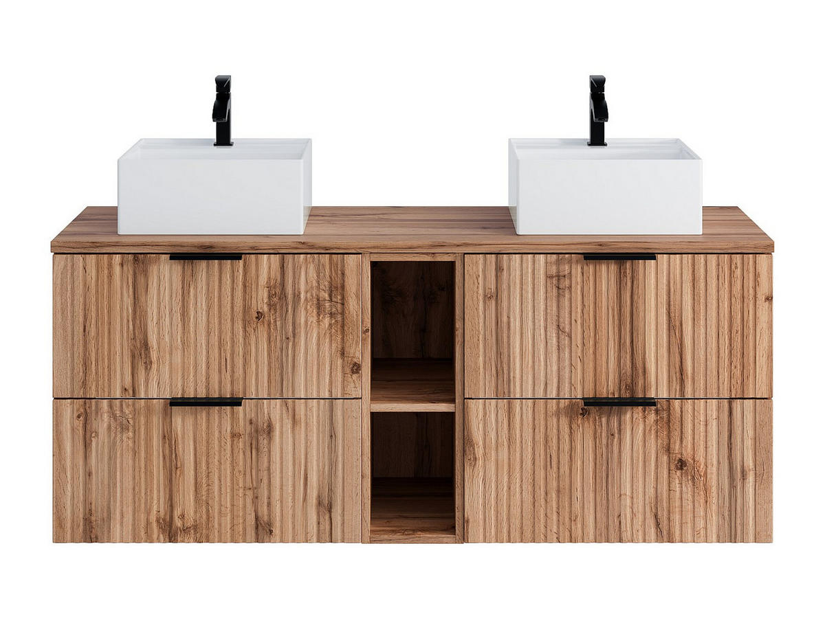 DOPPELWASCHTISCH - 140cm x 46cm - MDF - naturfarben hell - ZEVARA - Naturfarben, Holz (140/57/46cm) - Vente-Unique