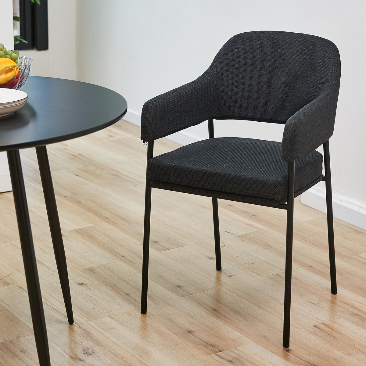 ESSZIMMERSTÜHLE SCARLETT (2er Set) - Schwarz, Textil/Metall (51/85/53cm) - SVITA