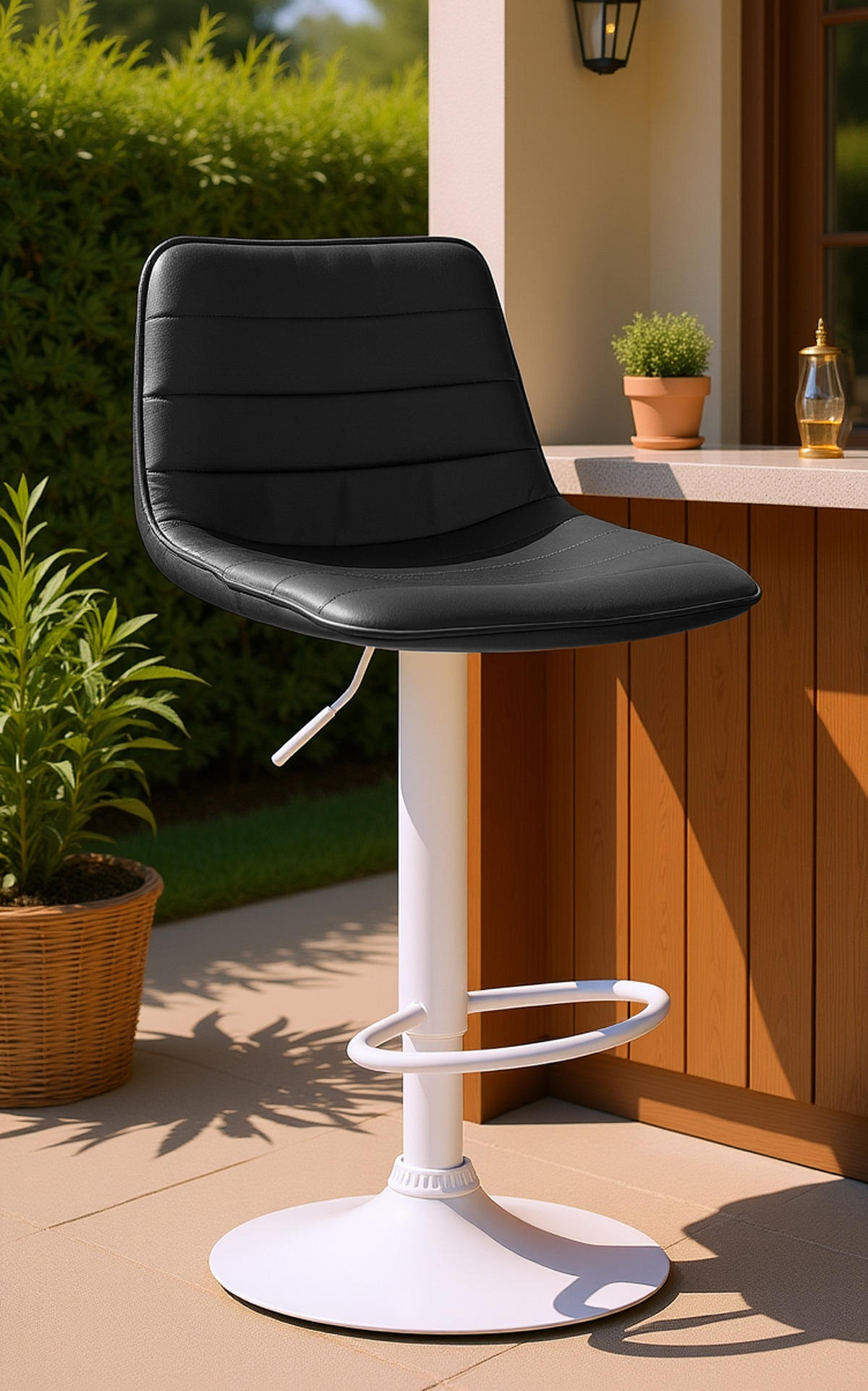 BARHOCKER Lexus Samt Weiß schwarz - Schwarz/Weiß, Textil/Metall (45/110/46cm) - TPFLiving