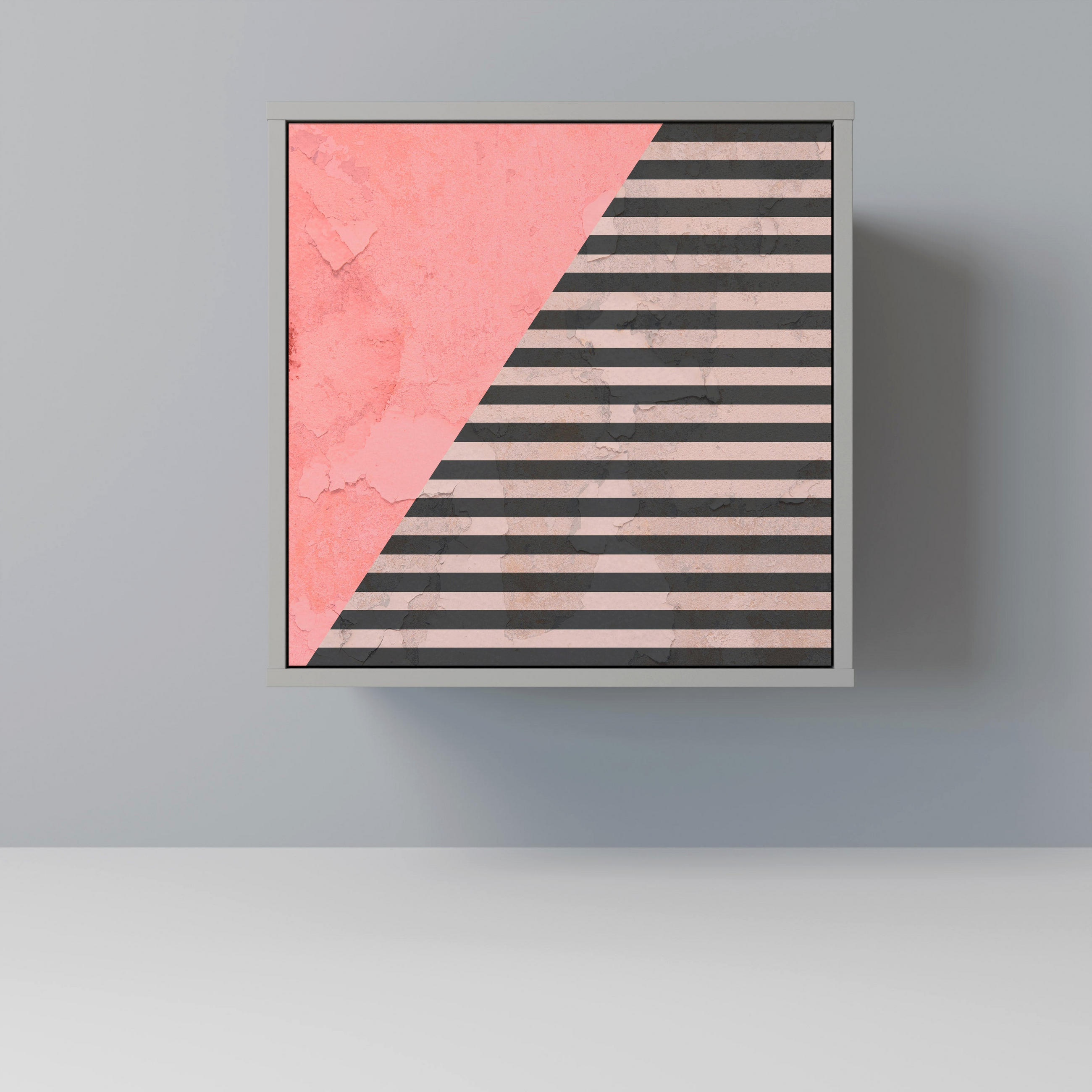SIDEBOARD GLAMOROUS STRIPE, Grau, 57,5x42x57,5 cm, Ohne Füße - Multicolor/Grau, Holzwerkstoff (57.5/57.5/42cm) - SpaceRebels