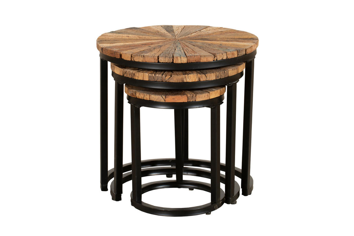 BEISTELLTISCH Arne 3er Set Massivholz Braun 46x46x46cm - Braun, Holz (46/46/46cm) - DELUKE