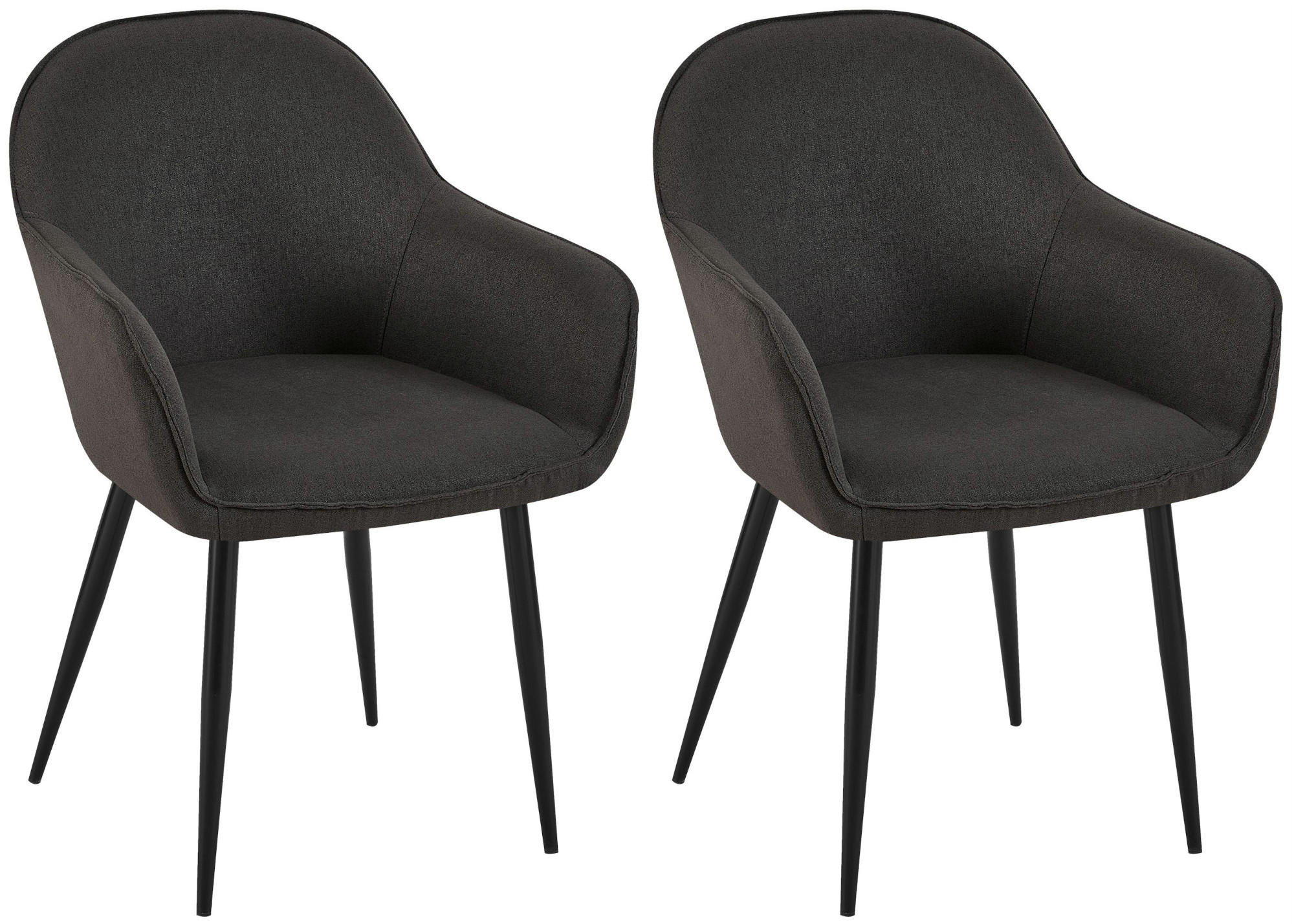 WOHNZIMMERSTUHL 2er Set Stoff schwarz - Schwarz, Textil/Metall (60/84/60cm) - CLP