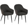 WOHNZIMMERSTUHL 2er Set Stoff schwarz - Schwarz, Textil/Metall (60/84/60cm) - CLP