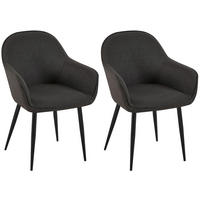 WOHNZIMMERSTUHL 2er Set Stoff schwarz - Schwarz, Textil/Metall (60/84/60cm) - CLP
