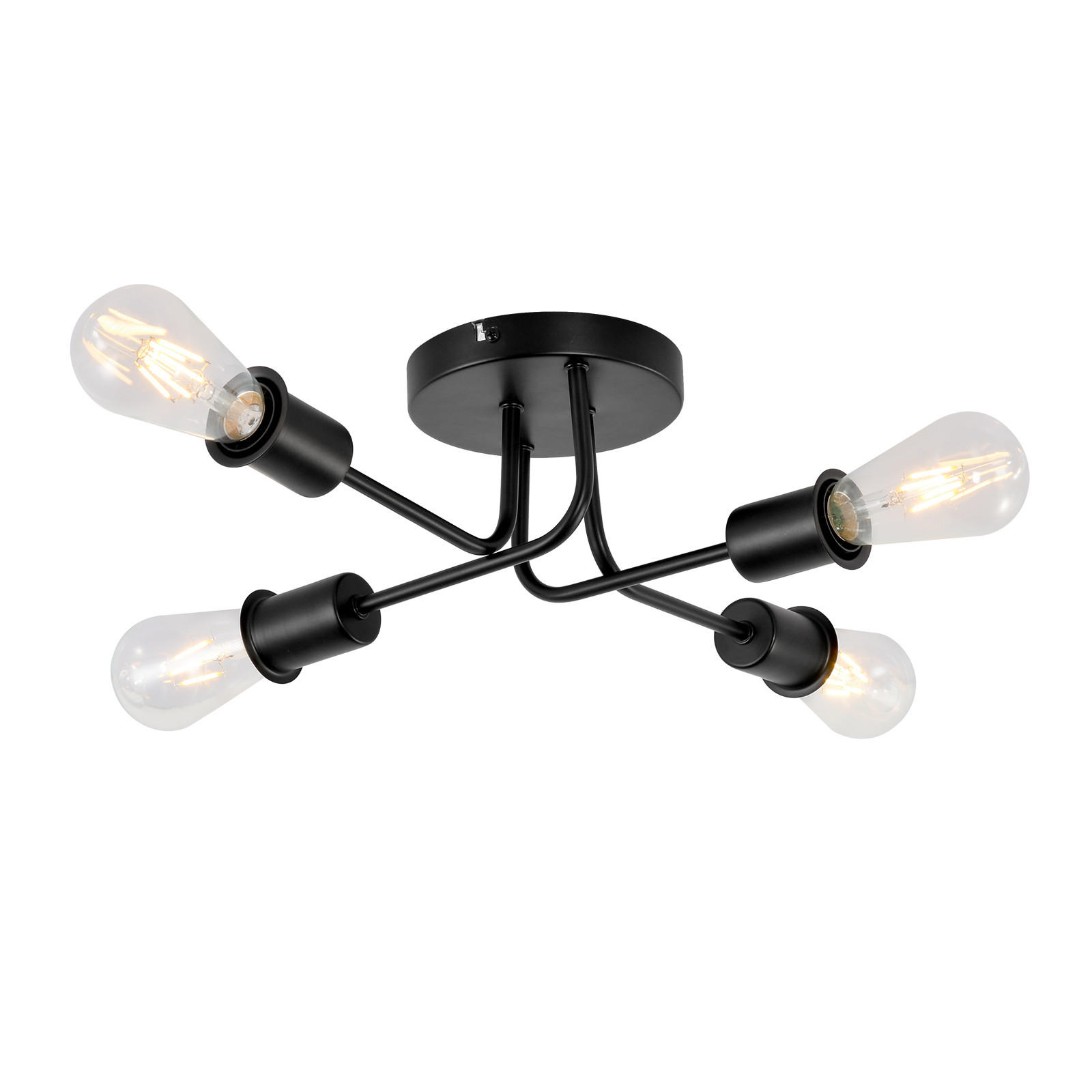 DECKENLEUCHTE Mandeville 44.5/44.5/14.5 cm - Schwarz, Metall (44.5/44.5/14.5cm) - Nettlife