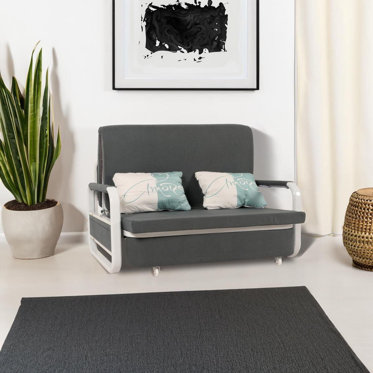 SCHLAFSOFA Anthrazit - Anthrazit, Textil (130/71/185cm) - MCW