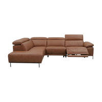 ECKSOFA Linus Echtleder mit 1 x Relaxfunktion Cognacbraun - Cognac, Leder/Metall (220/262cm)