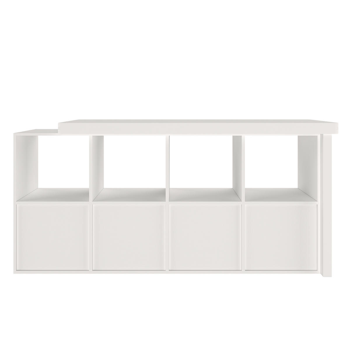 ECKSCHREIBTISCH 360° drehbar L-Form 4 Schubladen 4 Fächer weiß MDF - Weiß, Holzwerkstoff (120/48/78cm) - FLIEKS