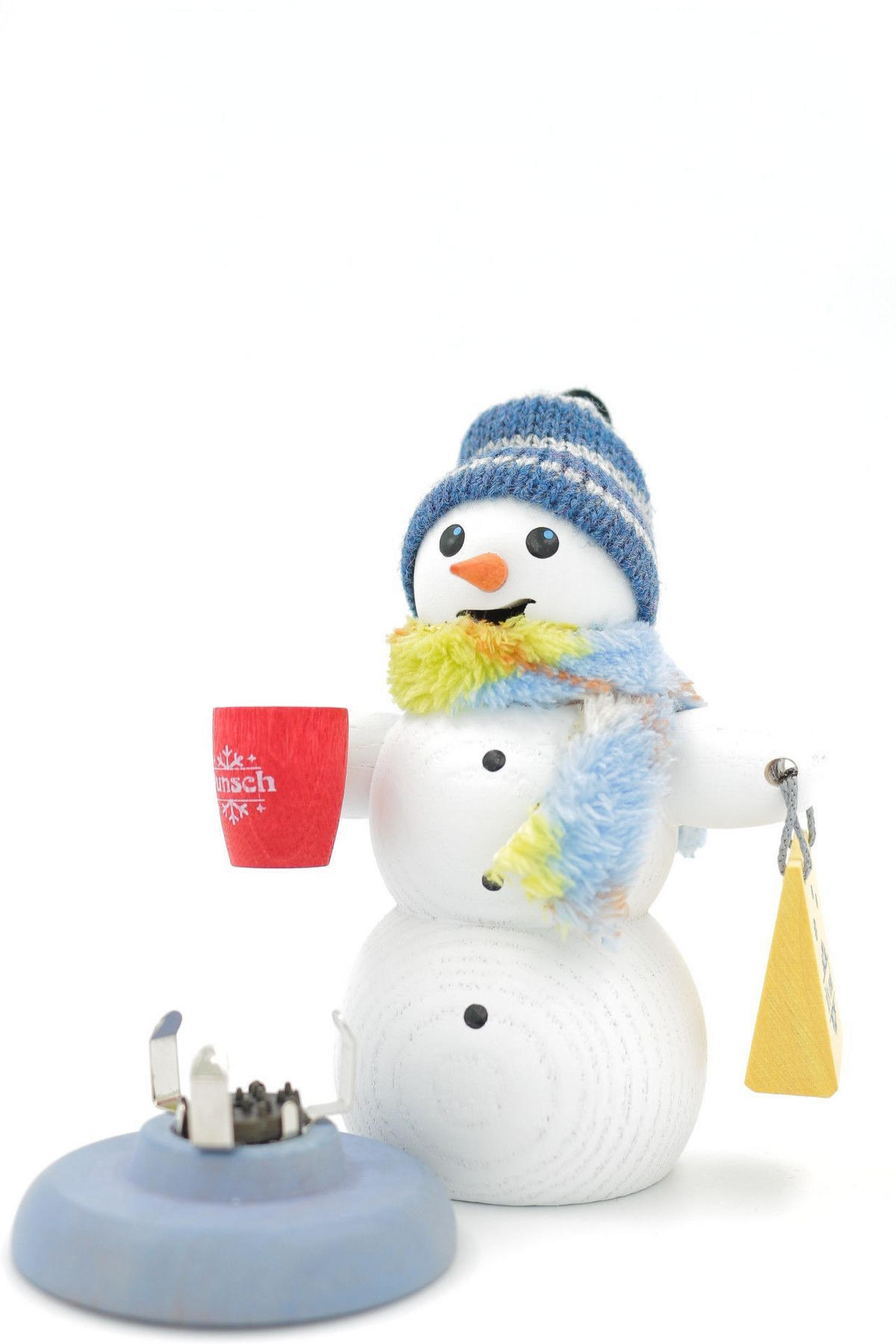 RAUCHFIGUR Schneemann mit Glühweintasse 13 cm - Multicolor, Holz (6/13/10cm)