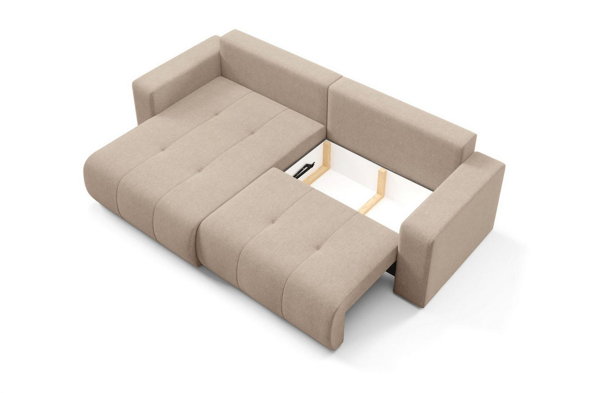 ECKSOFA Augusto - Beige, Holzwerkstoff/Textil (244/149cm) - Fun Möbel