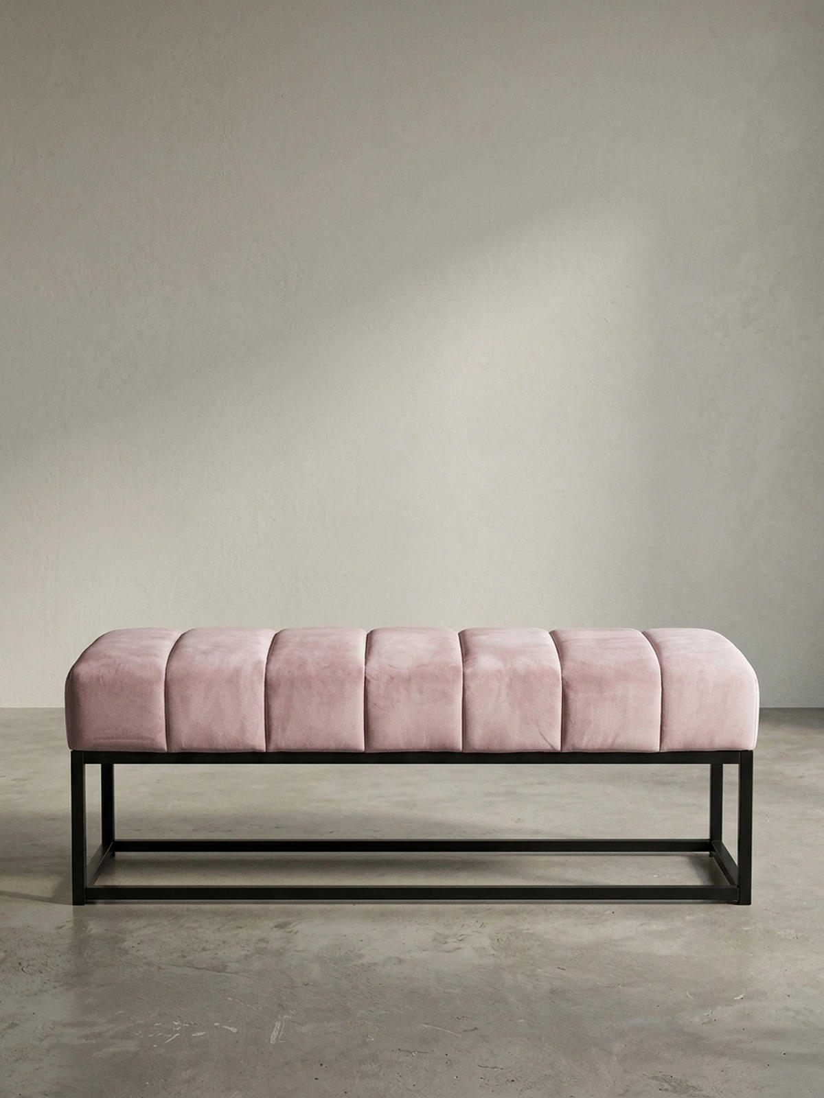 SITZBANK Samt Metallgestell gepolstert, Rosa 108x40x40 cm - Pink/Schwarz, Textil/Metall (108/40/40cm) - KADIMA DESIGN