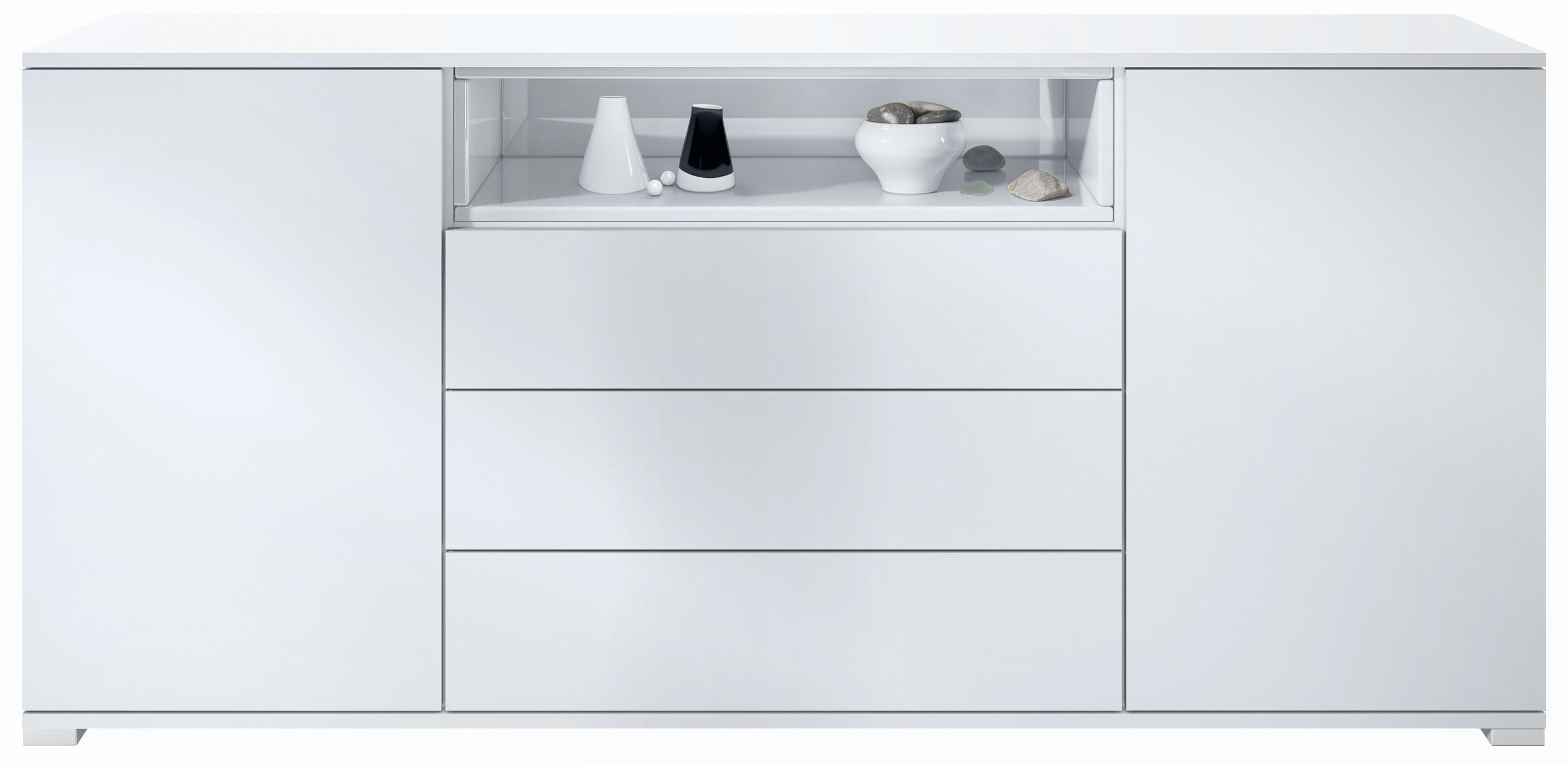 Vladon Sideboard Weiß Hochglanz 166.5x75.5x35 cm