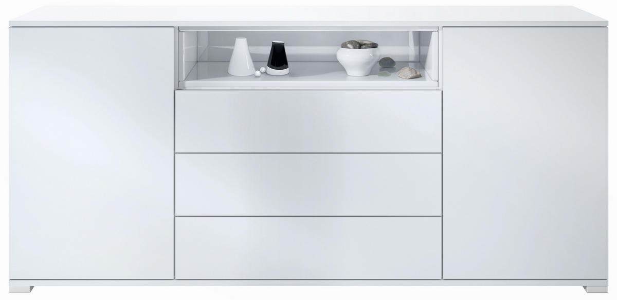 SIDEBOARD Skadu Weiß Hochglanz - Weiß Hochglanz, Holzwerkstoff (166.5/75.5/35cm) - Vladon