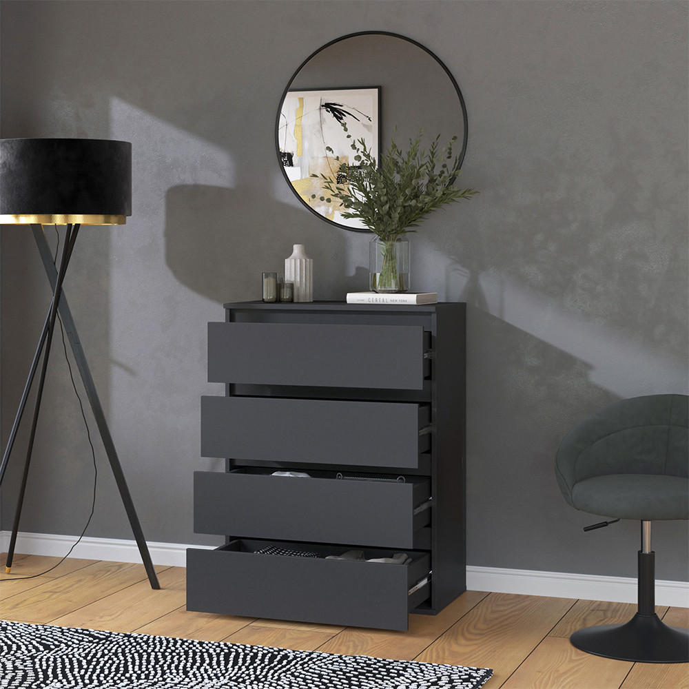 KOMMODE Claus Anthrazit 74 x 99.6 cm mit 4 Schubladen - Anthrazit, Holzwerkstoff (74/99.6/40cm) - Vicco