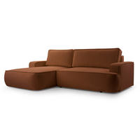 ECKSOFA SOLO Orange Boucle-Stoff mit Schlaffunktion - Orange, Holz (260/168cm) - MASSENO