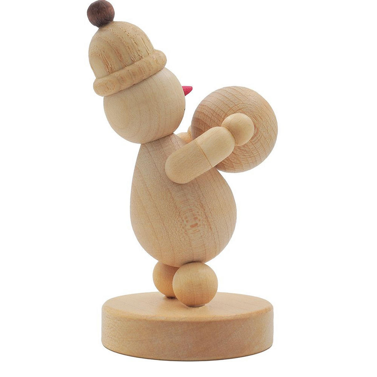 HOLZFIGUR Schneemann Junior mit Schneekugel oben auf Sockel 9 cm - Multicolor, Holz (5/9/0.1cm)