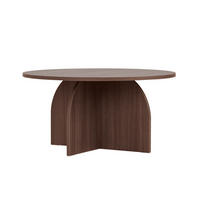 KONFERENČNÍ stolek s kulatou deskou, průměr 80 cm - CLOVER - přírodní, kompozitní dřevo (80/80/40cm) - Calicosy