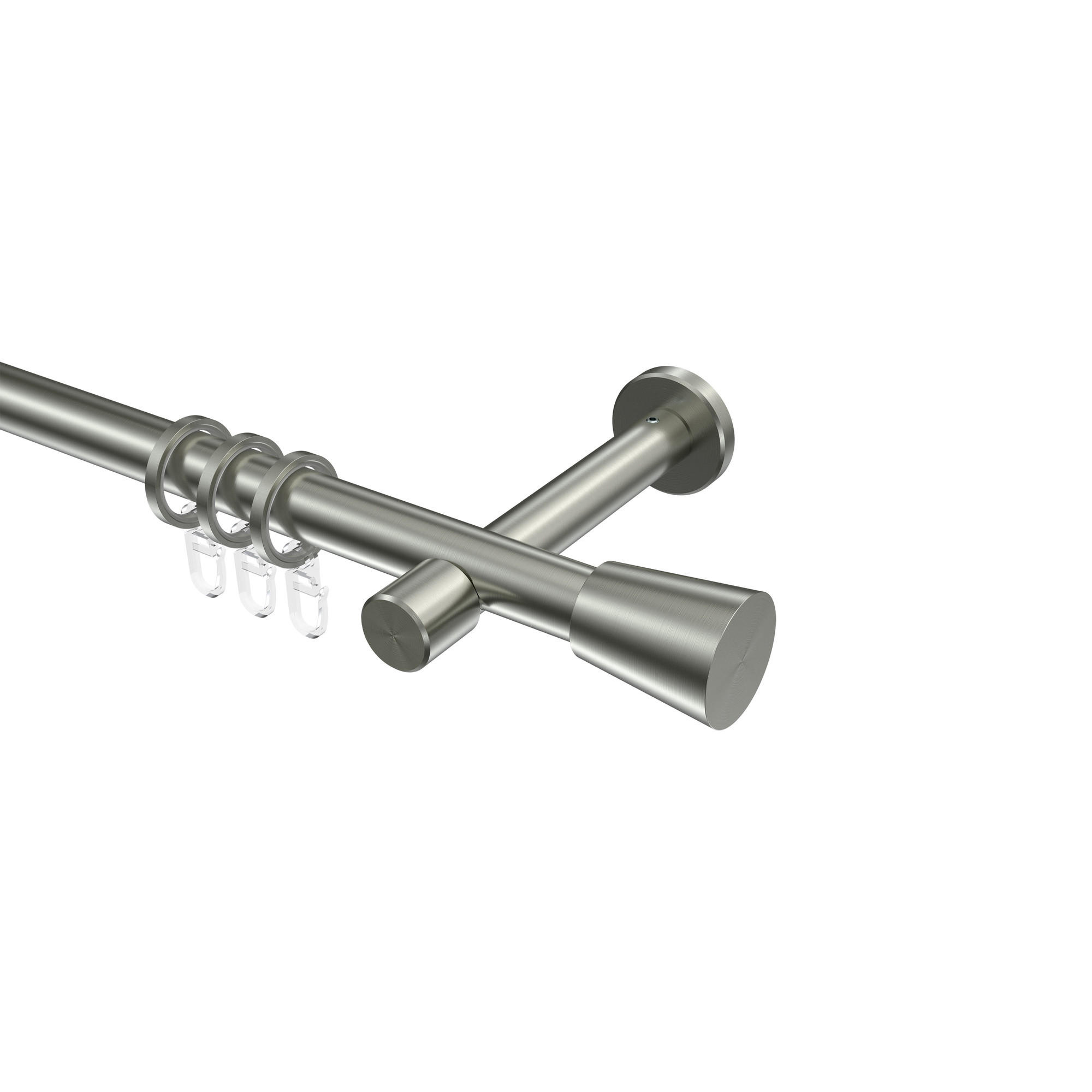 GARDINENSTANGEN-SET Prestige Sitra 180 cm, 1-läufig, 20 mm Ø Edelstahl-Optik - Edelstahlfarben, Metall (180cm) - INTERDECO