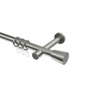 GARDINENSTANGEN-SET Prestige Sitra 120 cm, 1-läufig, 20 mm Ø Edelstahl-Optik - Edelstahlfarben, Metall (120cm) - INTERDECO