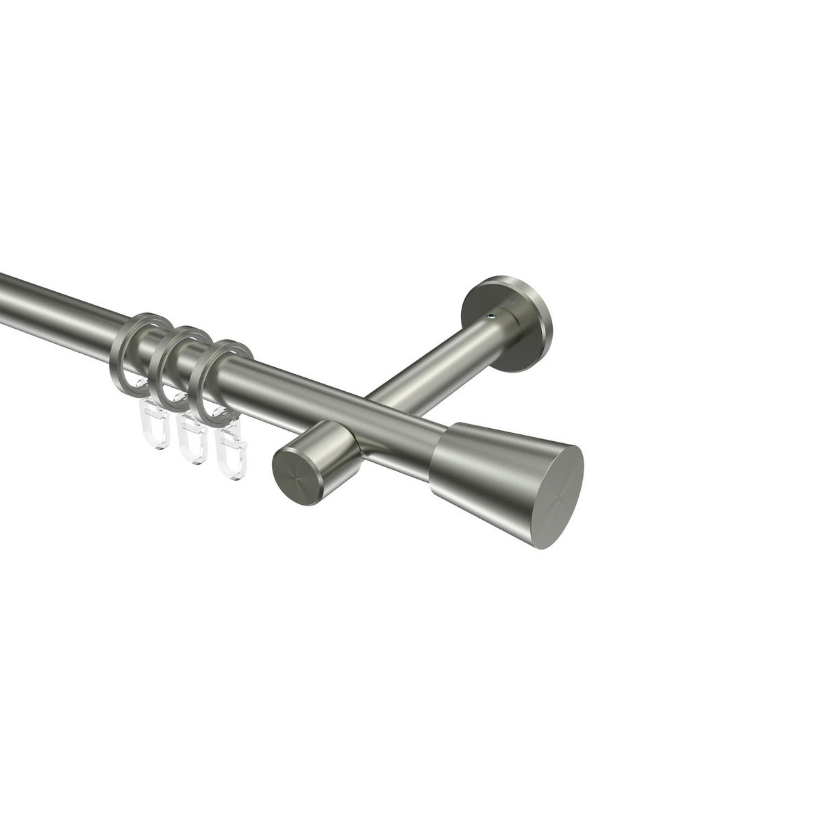 GARDINENSTANGEN-SET Prestige Sitra 120 cm, 1-läufig, 20 mm Ø Edelstahl-Optik - Edelstahlfarben, Metall (120cm) - INTERDECO