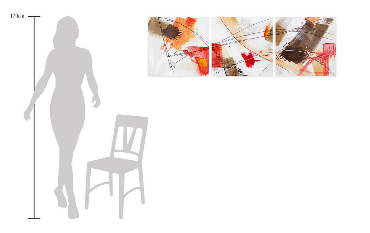 LEINWANDBILD 3-TEILIG Bunt 150/50 cm - Multicolor, Textil (150/50cm)