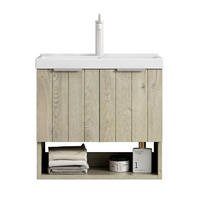 WASCHTISCHUNTERSCHRANK 55x32x53cm Creme/Weiß mit glänzendem Keramikbecken - Creme, Keramik (55/53/32cm) - Modfu