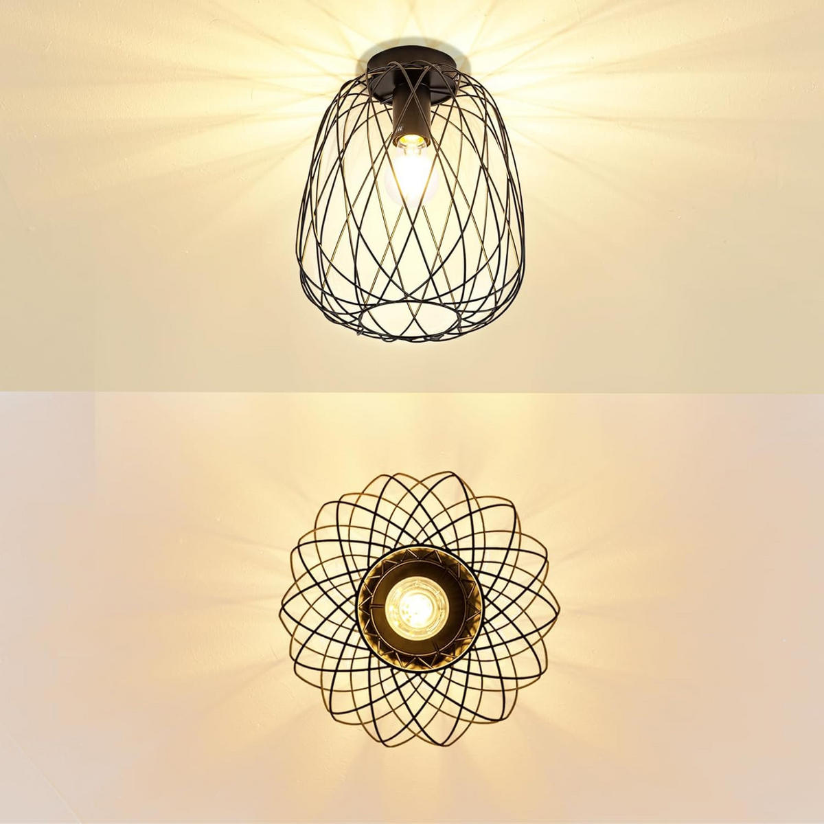 DECKENLEUCHTE Scheinorh 25/30.5/25 cm - Schwarz, Metall (25/25/30.5cm) - ZMH