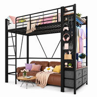 HOCHBETT 90/200 cm in Schwarz mit 4 Schubladen, LED und USB/Type-C - Schwarz, Holzwerkstoff/Metall (90/200cm) - CHICFURN