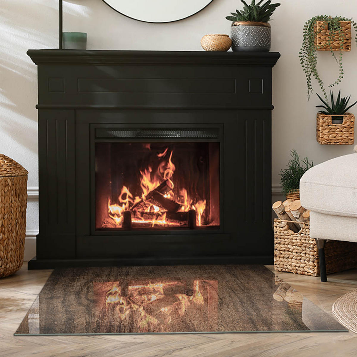 GLASPLATTE für Kamin 100x70 cm Braun - Braun, Glas (100/70/0.4cm) - ArtPrintCave