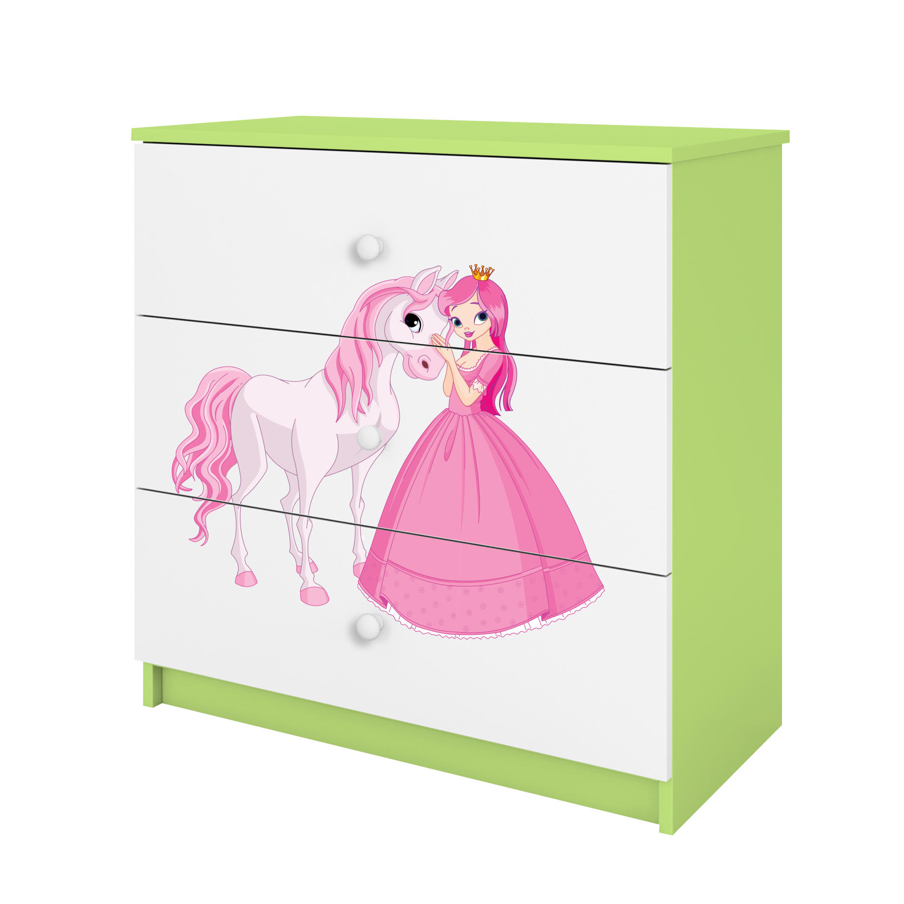 KOMMODE Babydreams Prinzessin Pferd 81/81/41 - Grün, Holzwerkstoff (81/81/41cm) - RAUMHIRSCH FURNITURE