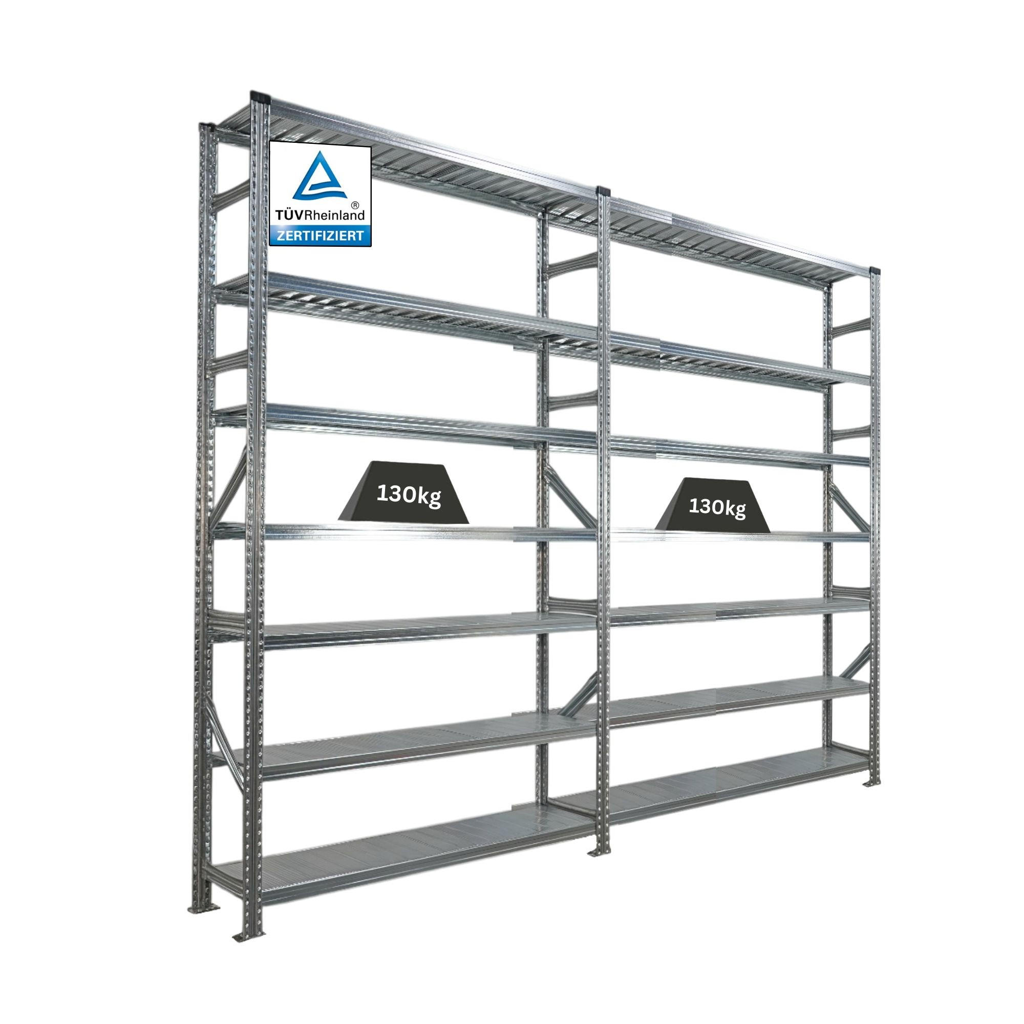 Proregal Fachbodenregal Silber 300x250x32 cm