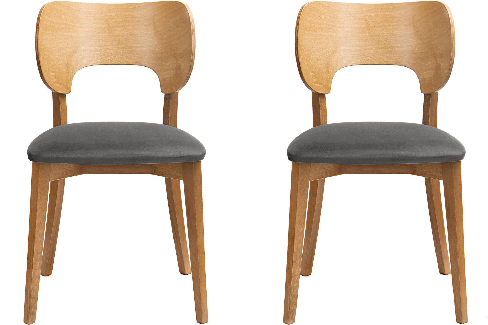ESSZIMMERSTÜHLE LYCO (2er-Set), grau / Eiche hell - Eichefarben/Grau, Holz/Buchenholz (47/81/45cm) - KONSIMO®