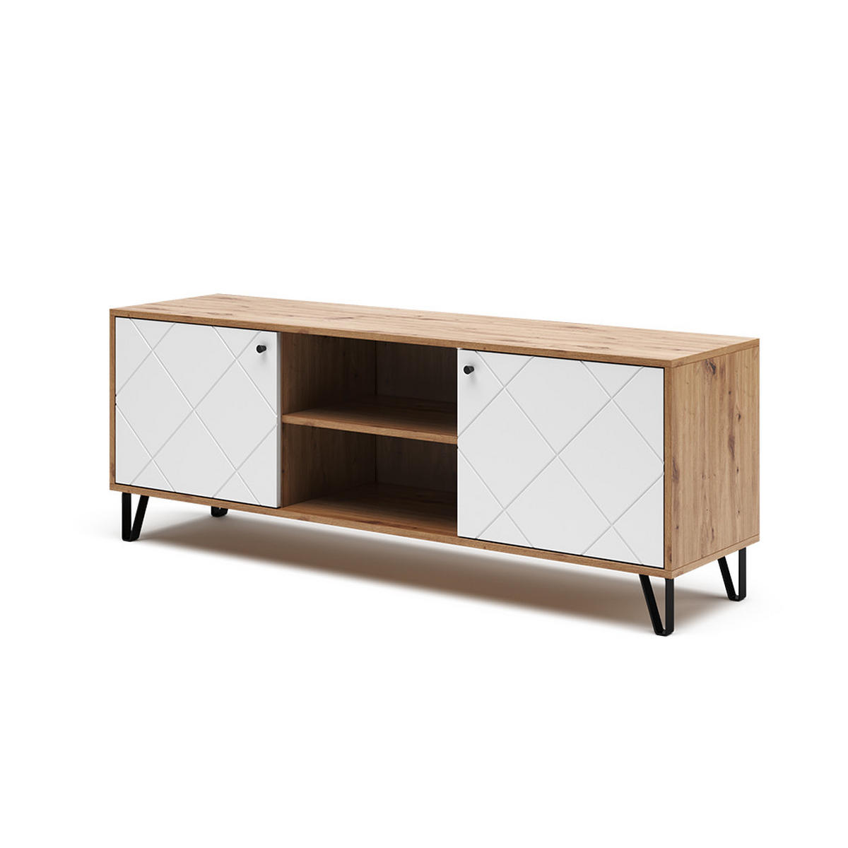 LOWBOARD Nizza Artisan-Eiche 150 x 55.2 cm - Eiche Artisan/Weiß, Holzwerkstoff (150/55.2/40cm) - Vicco