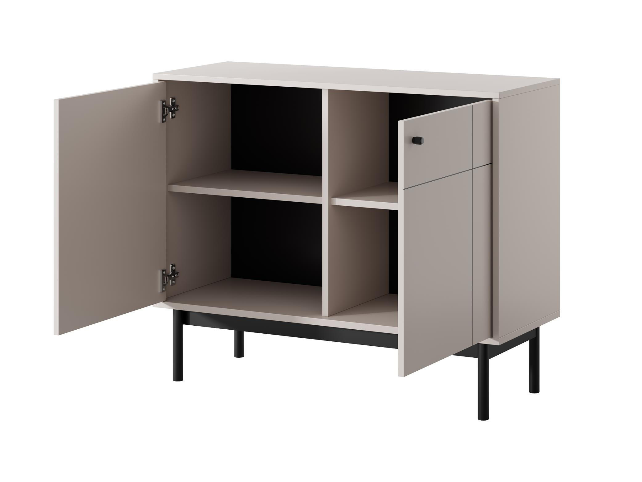 KOMMODE Panda Hellbraun, Schwarze Beine, Türkommode - Hellbraun/Schwarz, Holzwerkstoff (104/84/39cm) - Bettso