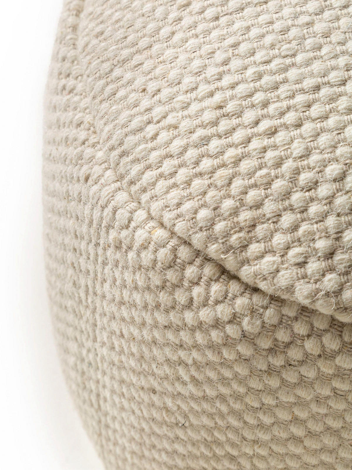 WOLL-POUF handgefertigt Rocco Weiß 55x55x30 cm - Weiß, Textil (55/30/55cm) - benuta Pure