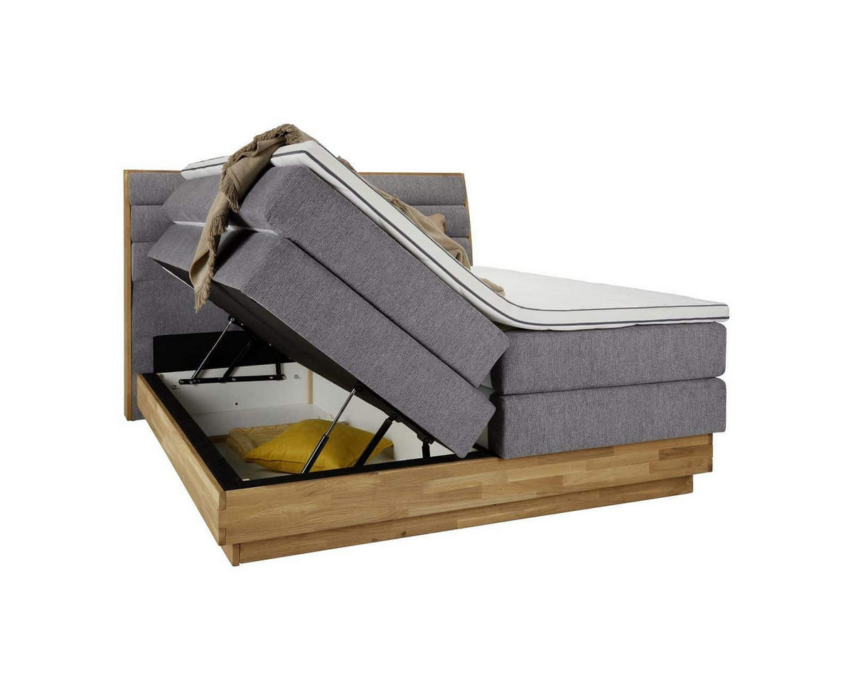 BOXSPRINGBETT 140/160/180x200 – inkl. Bettkasten, 7‑Zonen‑Taschenfederkern-Matratze und Topper - Anthrazit/Silberfarben, Holz/Textil (200/200cm) - Cotta