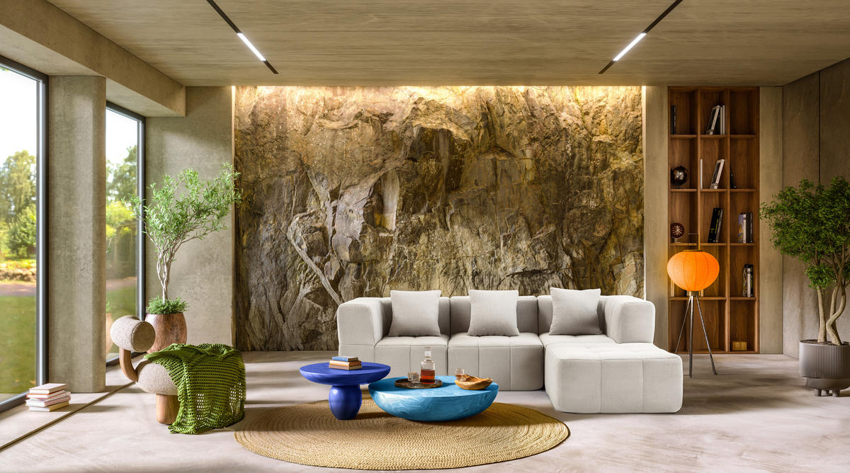 ECKSOFA Bouclé-Stoff Cremebeige - Beige, Textil (260/190cm) - MILYsofa