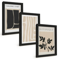 BILDER SET 3er Set - 20x30 cm Schwarzer Rahmen - Abstrakte Pflanzenformen - Schwarz, Kunststoff (20/30cm) - TULUP