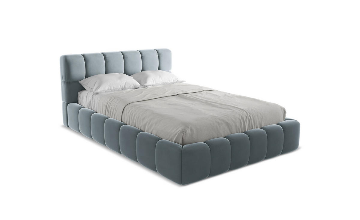 POLSTERBETT mit Bettkasten und Lattenrost 160x228 Blau - Blau/Schwarz, Kunststoff/Textil (140/200cm) - Makamii