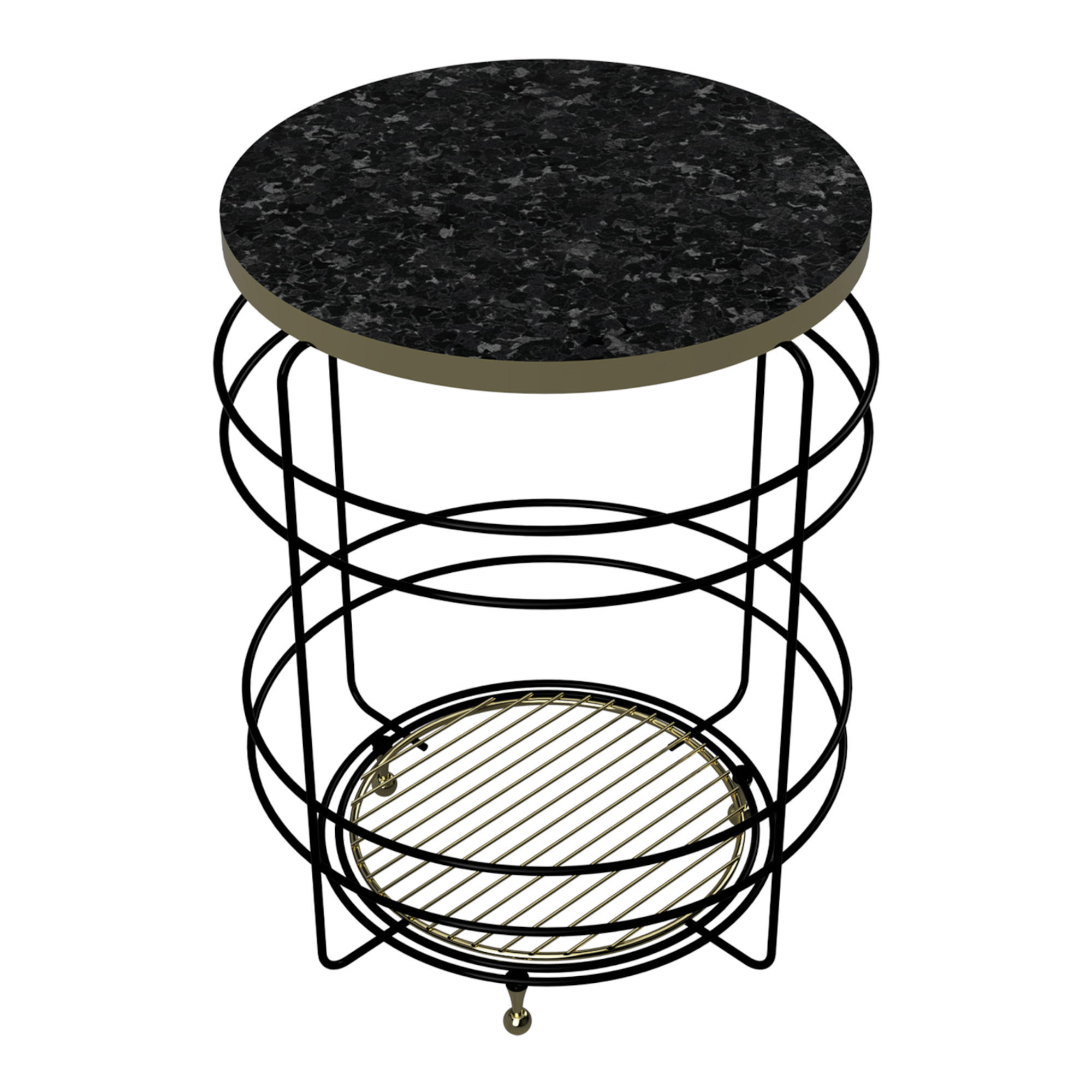 BEISTELLTISCH Padasjoki - Goldfarben/Schwarz, Holzwerkstoff/Metall (40/40/55cm) - [en.casa]