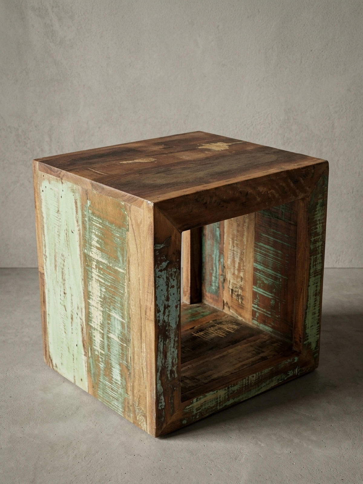 BEISTELLTISCH – Quadratisch Mango Massivholz 45x45x35 cm Shabby Chic - Braun, Holz (35/45/45cm) - KADIMA DESIGN