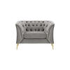 SESSEL Chesterfield Modern-Velluto 15 - Hellgrau, Holz/Textil (106/74/80cm)