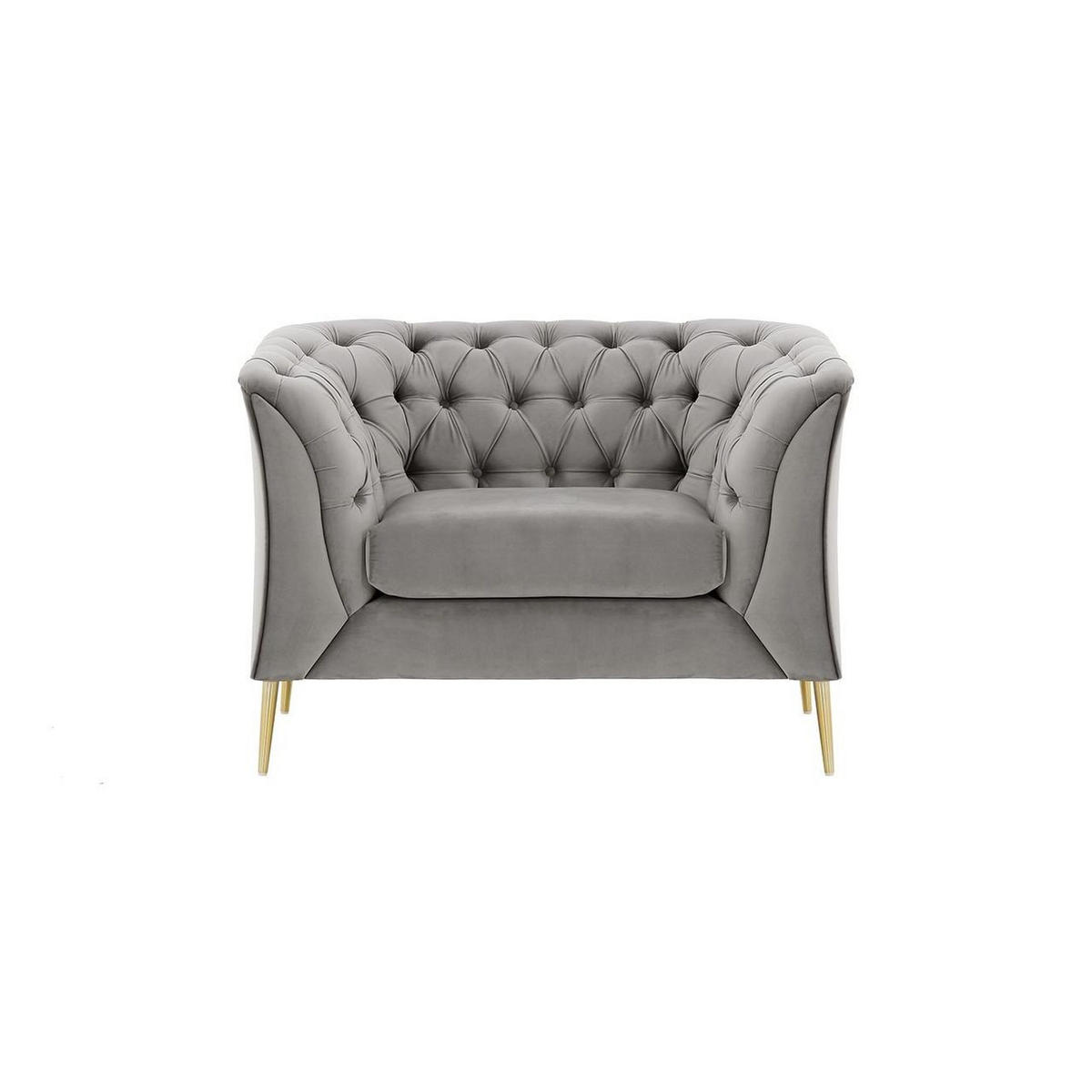 SESSEL Chesterfield Modern-Velluto 15 - Hellgrau, Holz/Textil (106/74/80cm)