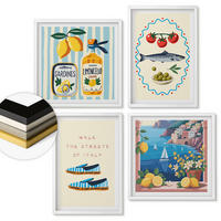 WANDBILDER 4er-Set - 50x50 cm & 40x60 cm Weißer Rahmen - Italienische Aromen, farbenfrohe Bilder - Weiß, Kunststoff (50/50cm) - ArtPrintCave