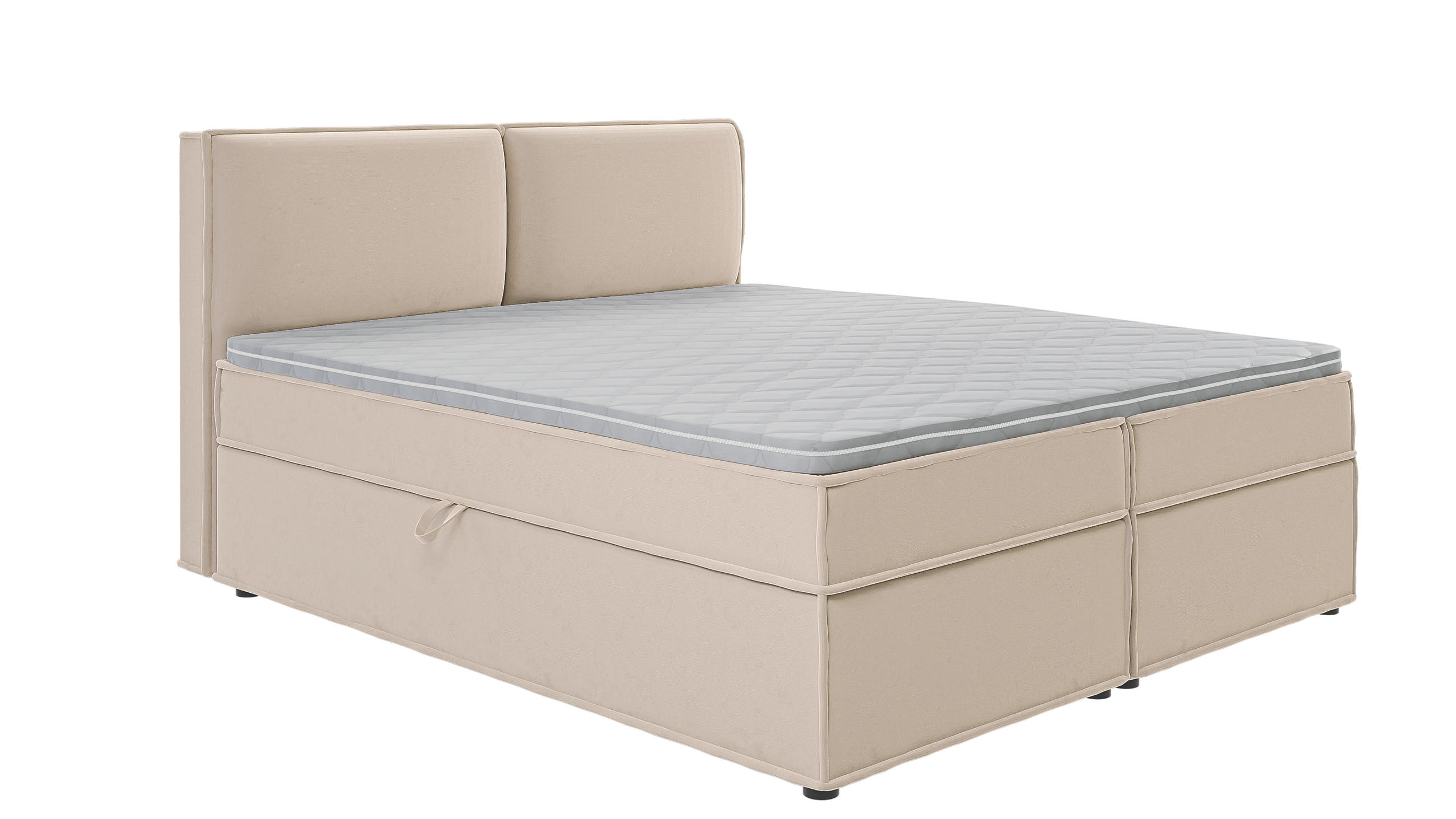 BOXBETT Eclipse 180/200 cm Beige Luxusmicrofaser - Beige/Schwarz, Holz/Kunststoff (180/200cm) - S-Style Möbel