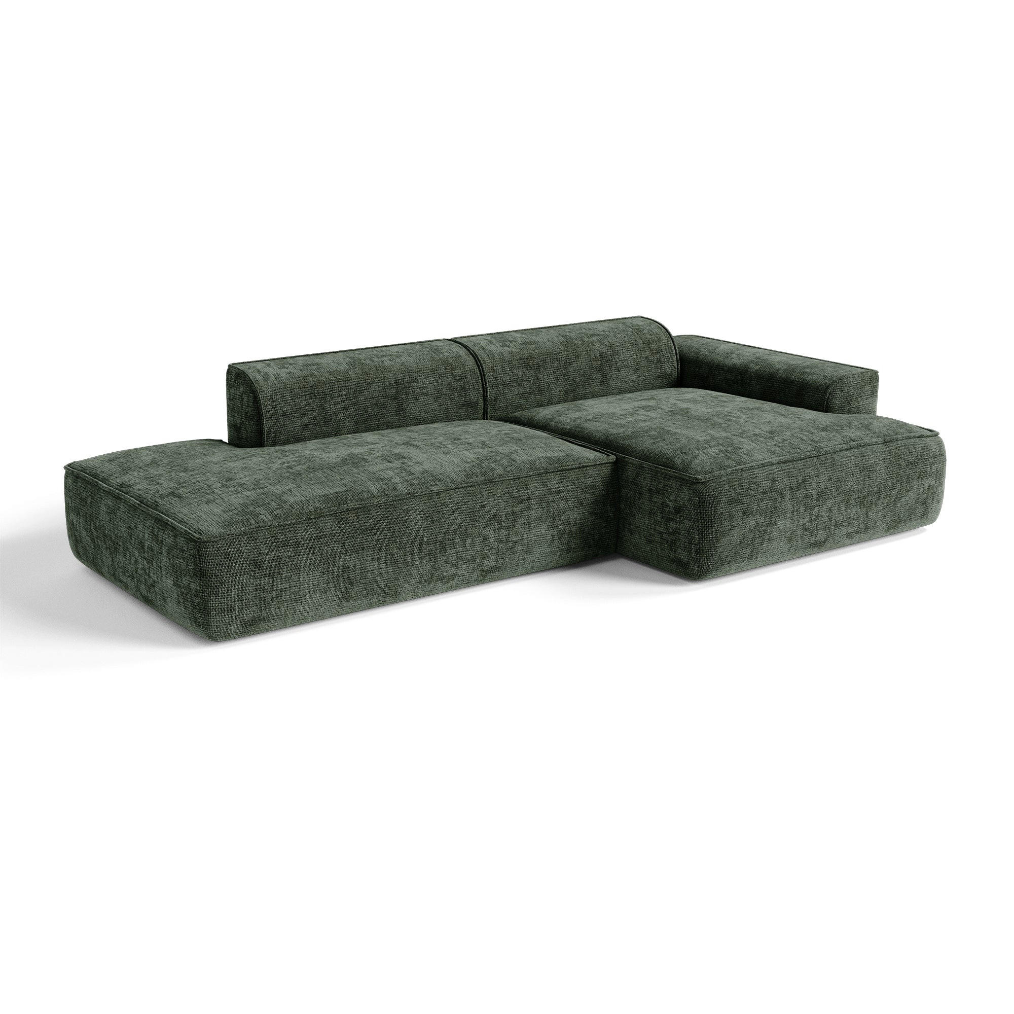 ECKSOFA rechtwinklig HANA Strickvelours Olivgrün 260cm - Olivgrün/Grün, Textil (260/155cm) - Premium Interiors