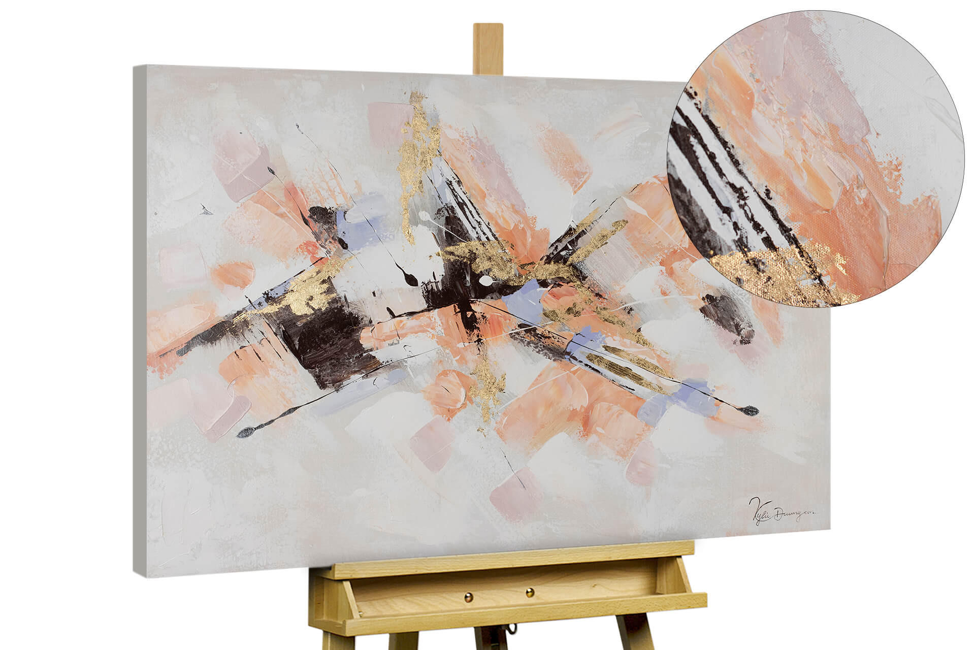 ACRYLBILD HANDGEMALT 100/75 cm - Pink/Weiß, Holz/Textil (100/75cm) - KUNSTLOFT