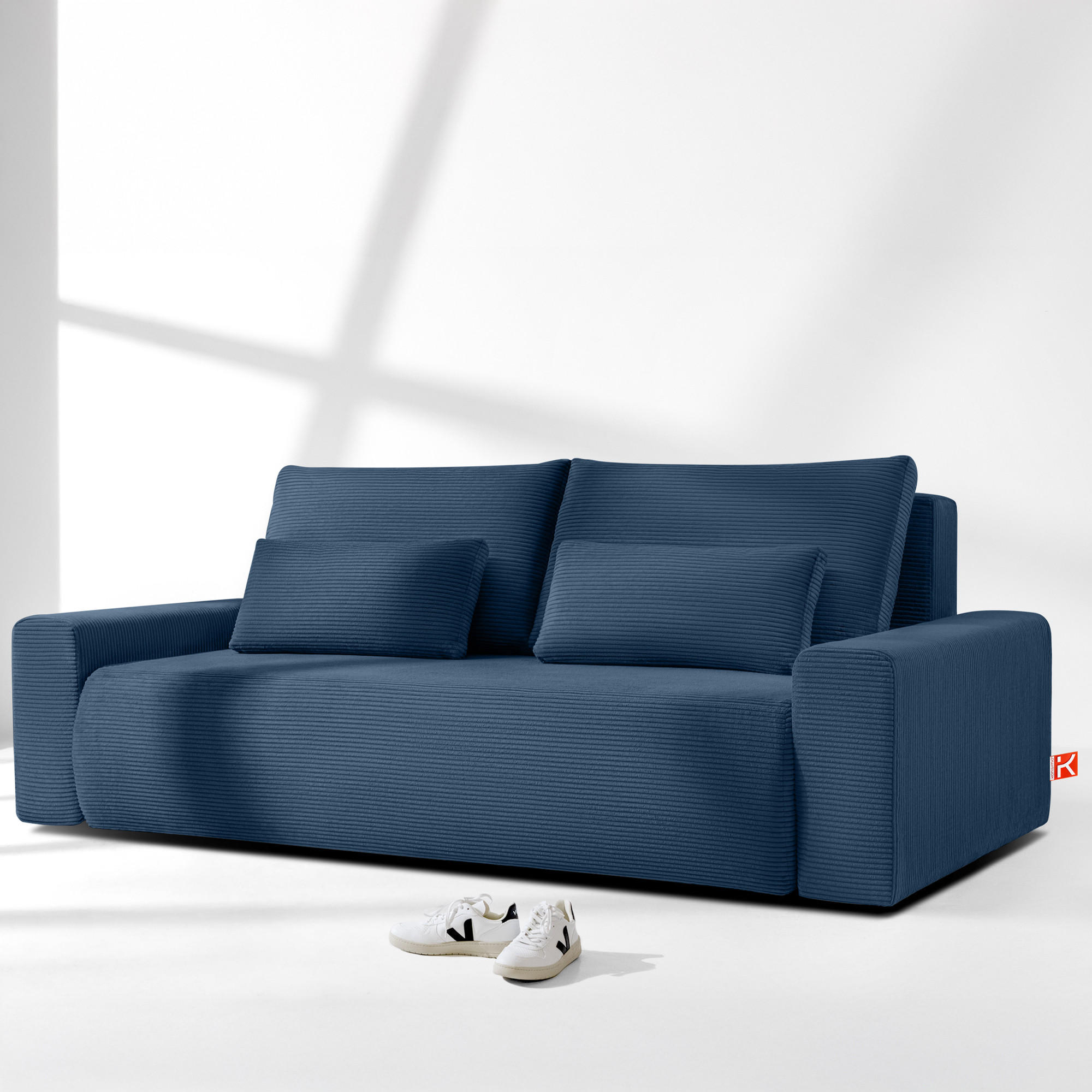 3-SITZER SCHLAFSOFA MOLLIS, Corduroy, Marine - Dunkelblau, Holz/Holzwerkstoff (250/93/108cm) - KONSIMO®